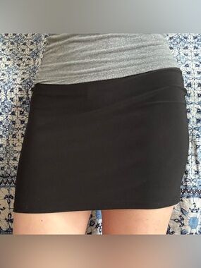 Simpli y2k Basic Black Mini Skirt